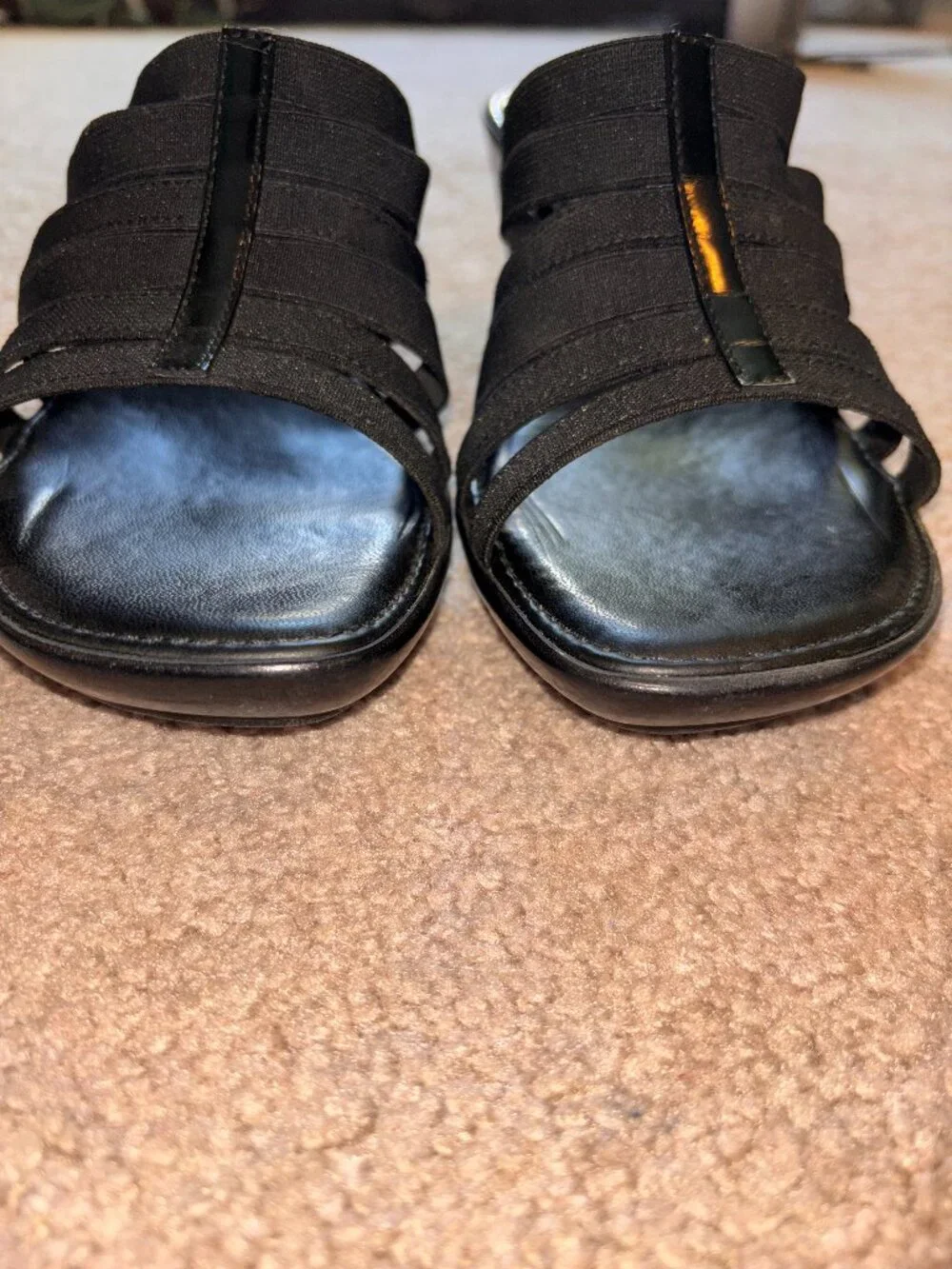 Italian Shoemakers Black Stretch Strappy Wedge Sandals 9M